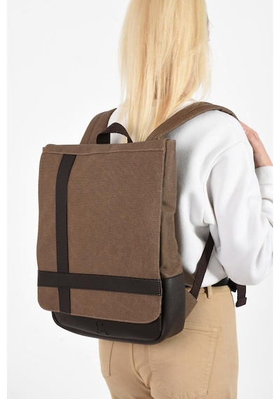 Baginn Kadın Sırt Çantası 35 22 Cm Kanvas Kumaş Laptop Bölmeli Business Sırt Çantası Okul Çantası Mega Bag Vizon