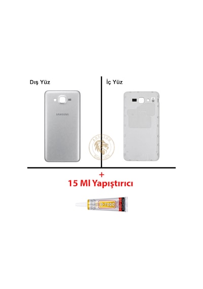 Samsung Galaxy J7 Core J701f Gümüş Renk Arka Kapak + B7000 Yapıştırıcı Arka Cam Batarya Kapağı Pil Kapağı Lazer Kesim Back Cover Galaxy J7 Core Uyumlu