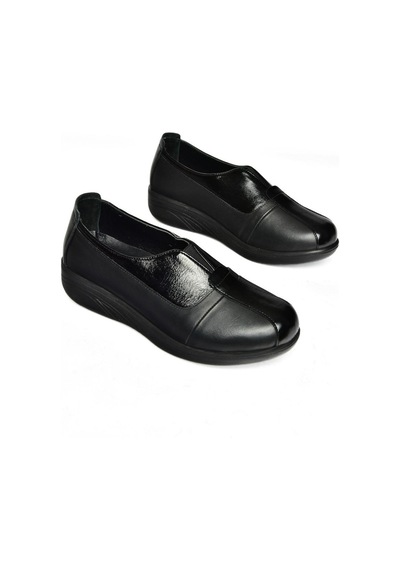 Fox Shoes P555070503 Siyah Hakiki Deri Comfort Ortopedik Taban Kadın Ayakkabı Siyah