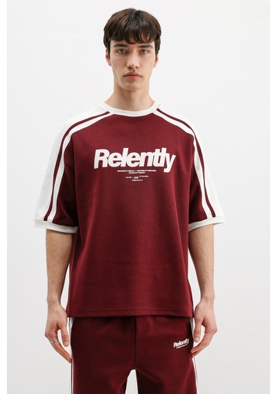 Oversize Baskılı Eşofman Takım V90-26 Bordo