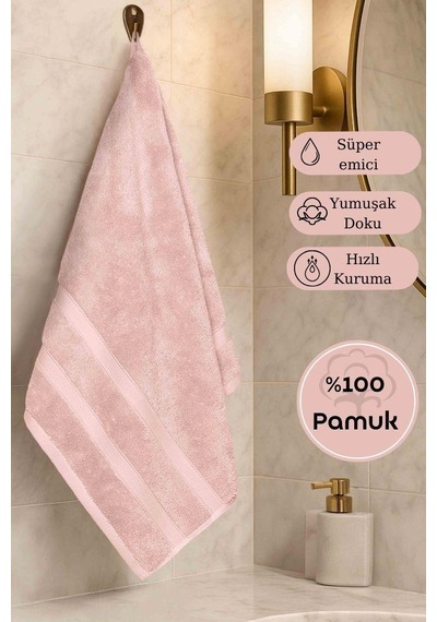 Pamuk Tekli Havlu Karna Premıum Morgan - 50 X 90 Pudra