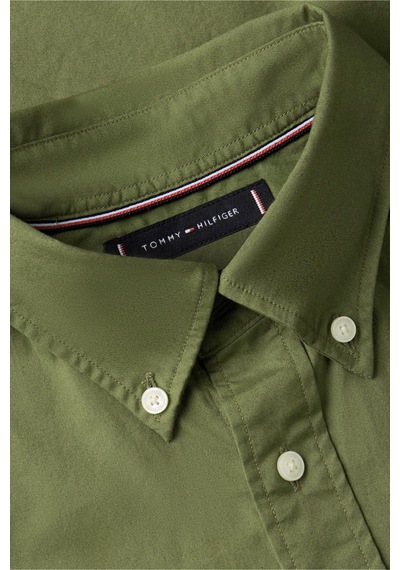 Tommy Hilfiger Erkek Flex Poplin Düz Renk Rf Yeşil Gömlek-13520 Yeşil