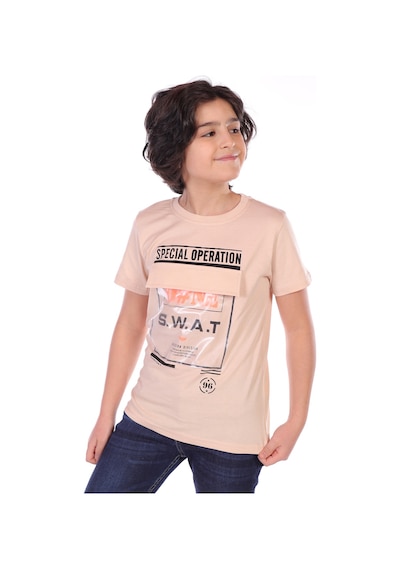 Toontoy Kids Toontoy Erkek Çocuk Süs Cepli Special Operation Baskılı Tişört Bej