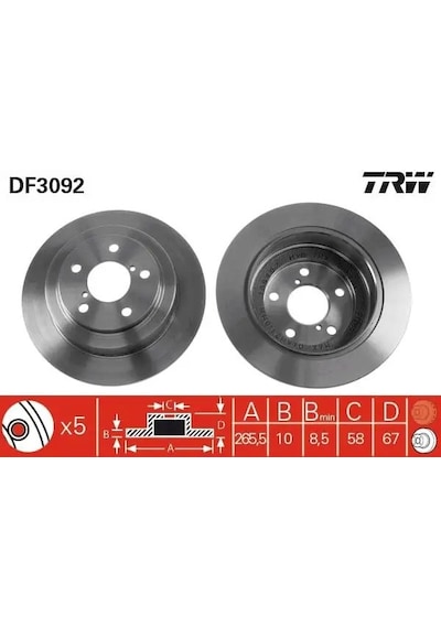 Subaru Impreza Arka Fren Diski 1998-2007 Trw Df3092 2adettir