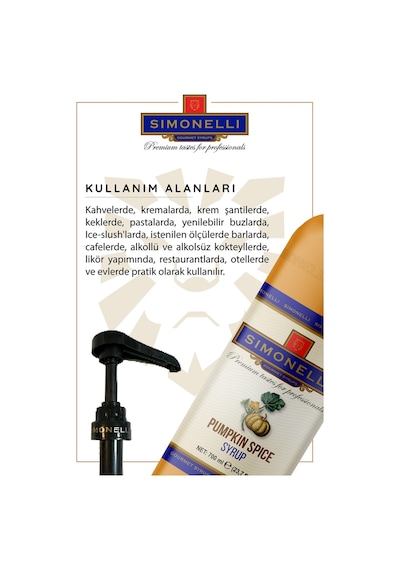 Simonelli Kahve Şurubu Pumpkin Spice Aromalı 700 ML + Pompa