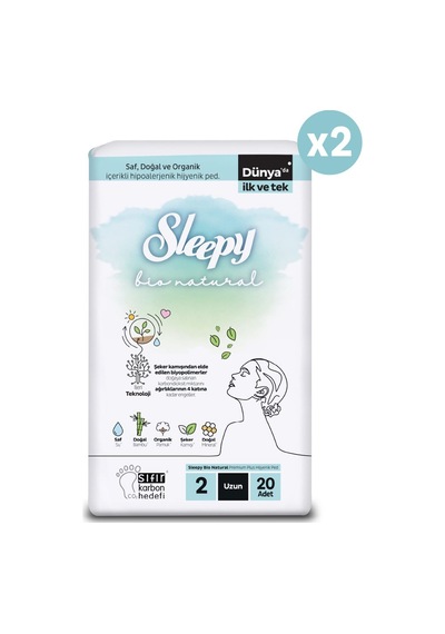 Sleepy Bio Natural Premium Plus Hijyenik Ped Uzun 40 Adet Ped