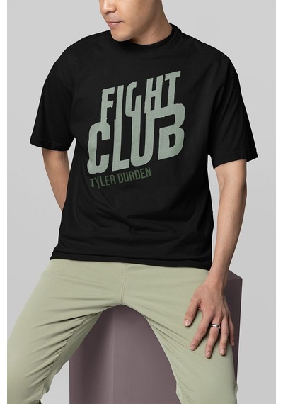 Fight Club Tyler Durden Baskılı Unisex Oversize Film Karakteri Ti Siyah