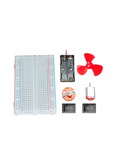 Temel Devre Seti - Breadboard, Pil Kutusu, Motor, Pervane, Duy-ampul, 2 Anahtar - Standart