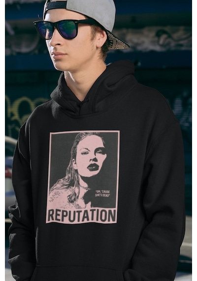 Oh Cause She Is Dead Yazılı Unisex Oversize Taylor Swift Hoodie Siyah