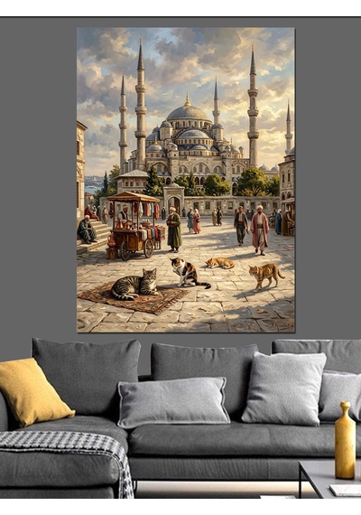 Güvercinli Sultanahmet Camii Meydanı Manzarası Dekoratif Kanvas - Mdf Ahşap Tablo