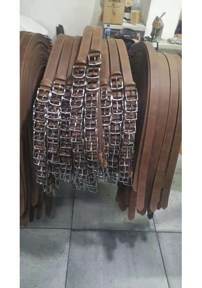 Nyc Giyim Tekstil Hakiki Manda Derisi Kalın Kot Kemeri, Crazy Model, 3.8 Cm Genişlik, Paslanmaz Metal Toka, 90-135 Cm Kahverengi