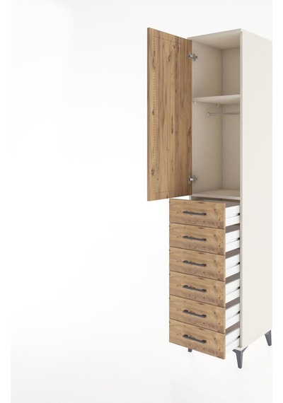 Hyperion Dolap 2 Raflı 6 Çekmeceli Tek Askılı 44x44x221 Aytaşı-çam Aytası