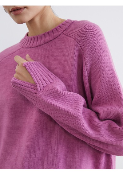 Lcw Modest Pembe Bisiklet Yaka Oversize Kadın Triko Tunik