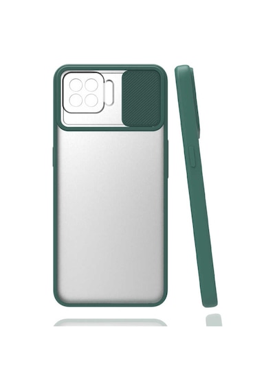 Noktaks - Oppo A73 Uyumlu - Kılıf Slayt Sürgülü Arkası Buzlu Lensi Kapak - Sarı