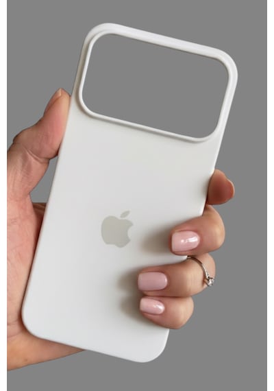 Iphone 17 Pro Max Uyumlu Kılıf Logolu Lansman Soft Yumuşak Içi Kadife Silikon Kapak Beyaz