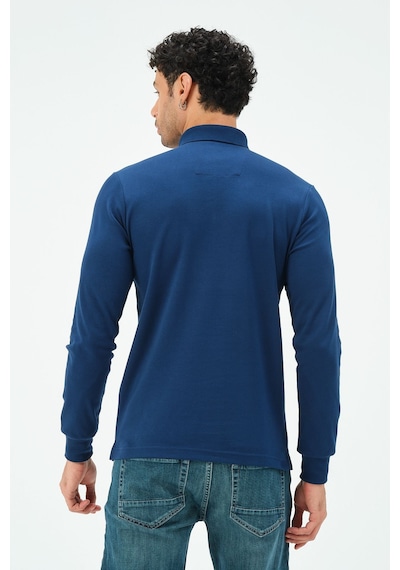 Uzun Kollu Regular Fit Erkek Polo Yaka T-shirt Marin
