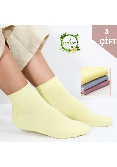 Kral Socks Kadın Bambu Patik 3 Adet Dikişsiz Parfümlü Kısa Yazlık Çorap Asorti