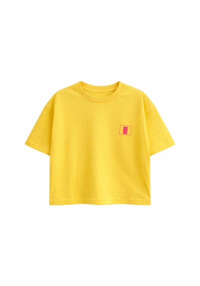 Haribo Lisanslı Geometrik Şortlu Kız Çocuk T-shirt Şort Takım Hardal