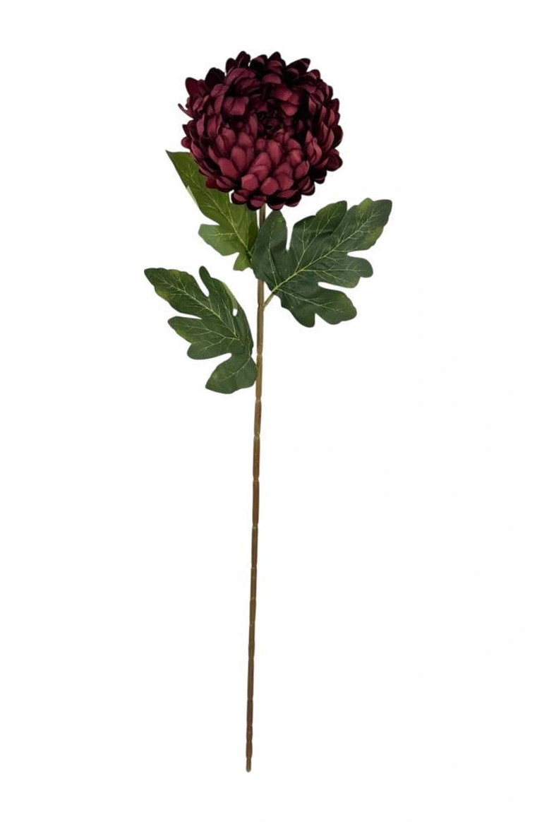 Yapay Çiçek Krizantem Bordo 90cm Tek Dal Kumaş Çiçek Uzun Dal Bordo
