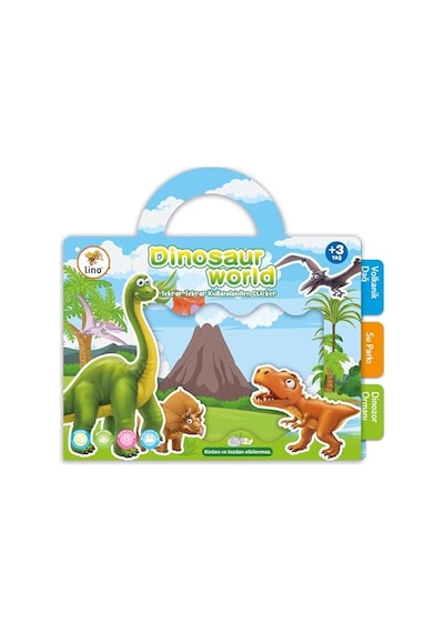 Tekrar Tekrar Kullanılabilen Sticker Dinosaur World Abanoz