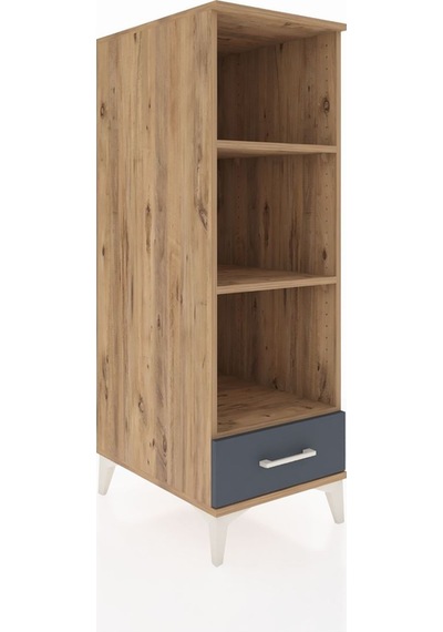 Kronos Dolap 3 Raflı Tek Çekmeceli 44x59x134 Çam-antrasit Çam