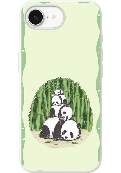 İphone 16e Uyumlu Panda Ailesi Baskılı Silikon Kılıf