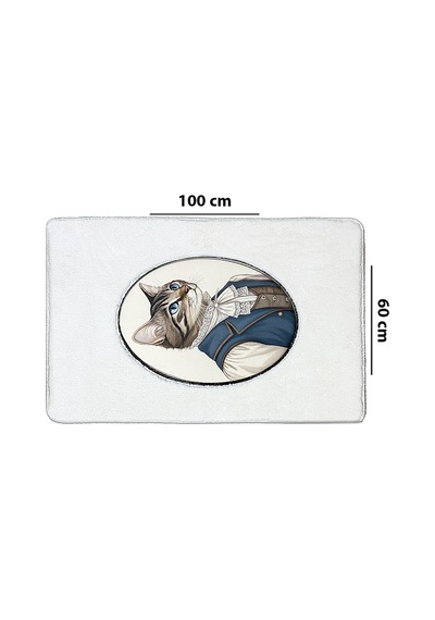 Modcat Ekru Tekli Nakışlı Banyo Paspası ,kaymaz Tabanlı 60x100cm Ekru-tekli