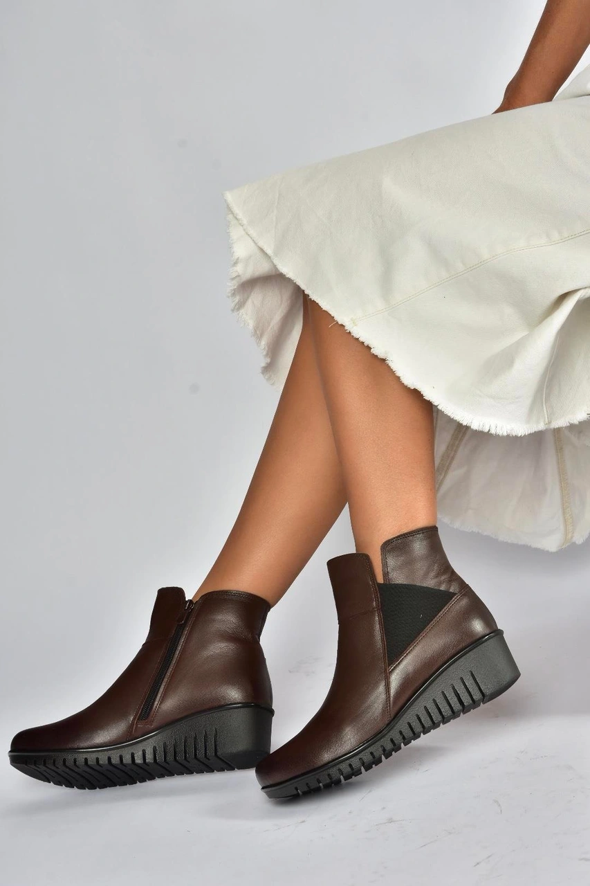 Fox Shoes V324221103 Kahverengi Hakiki Deri Klasik Kadın Bot Kahverengi-hakiki Deri