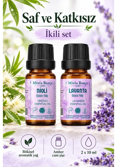 Minia Bahçe Bitki Ve Sanat Atölyesi Nioli Niaouli & Lavanta Uçucu Yağ Seti 2 x 10 ML