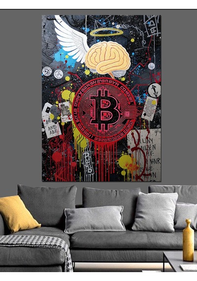 Ahşap Tablo Bitcoin Logo Ve Afiş