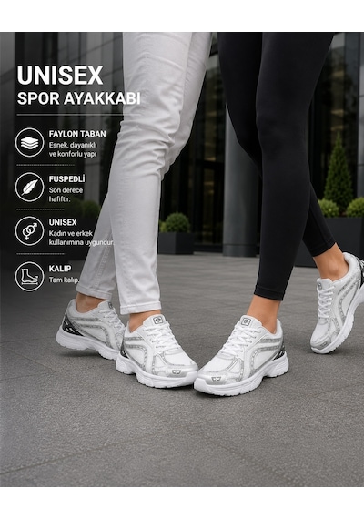 Homiro Unisex Rahat Günlük Spor Ayakkabı Yazlık Hafif Fileli Beyaz - Lacivert