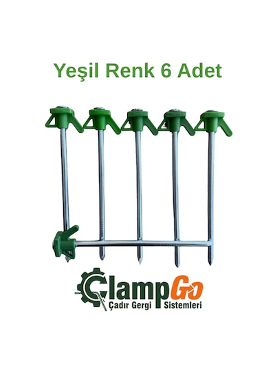Clampgo Sert Zemin Çadır-tente-tarp Kazığı 8 Mm Kalınlığında 21 Cm Uzunluğunda 6 Adet Yeşil