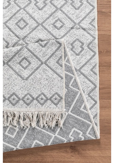 Arya Vl Çift Taraflı,katlanabilir,yıkanabilir,yüksek Kalite Pamuk Salon,oturma Odası,balkon Kilim Krem-gri 3