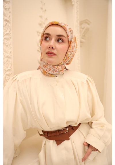 Silk Home Olinda İpek Eşarp 47002-24 Eflatun, Asit, Somon, Turuncu, Küf Yeşili