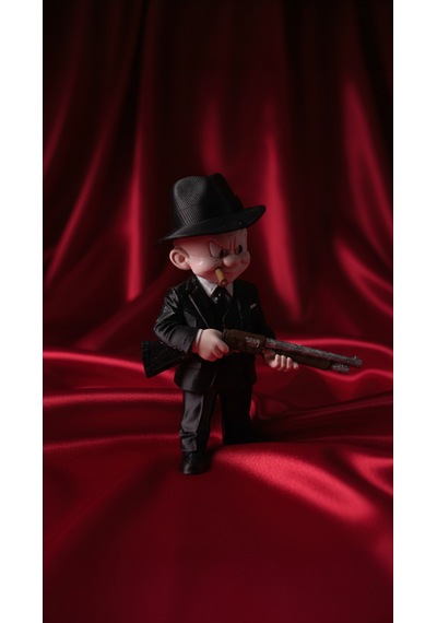 Looney Tunes Elmer Fudd Gangster Figürü - Özel Seri Mafya Temalı Koleksiyon Biblo / Figür