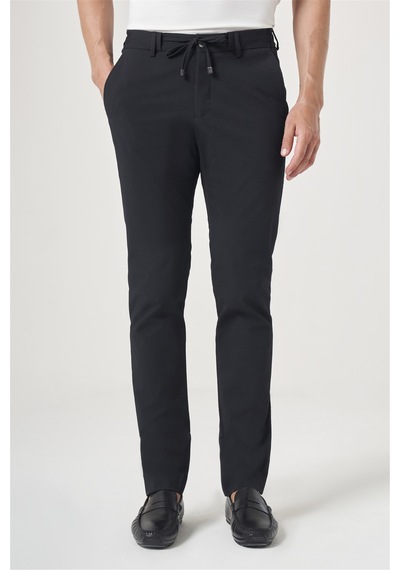 İmza Lacivert Yan Cep Kendinden Desenli Gofreli Jogger Slim Fit Esnek Pantolon 1003260177