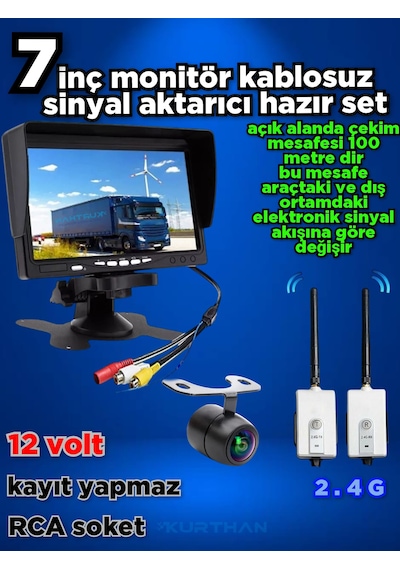 Txrx 7 İnç Ekran Kablosuz Kelebek Kamera 12 Volt Kayıt Yapmaz