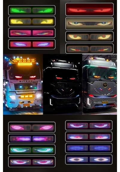 Wearfitpro Cam Yapışan Pvc Dinamik Işıklı Araç Kamyon Tır Şeytan Gözü Canlı Led Işık Led Şerit 120 Cm