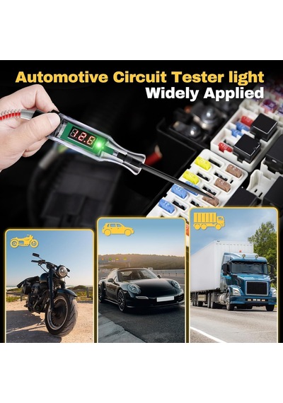 Ayrex 6v/12v/24v Dijital Led Otomotiv Devre Test Cihazı Voltaj, Süreklilik Ve Sigorta Test Kalemi