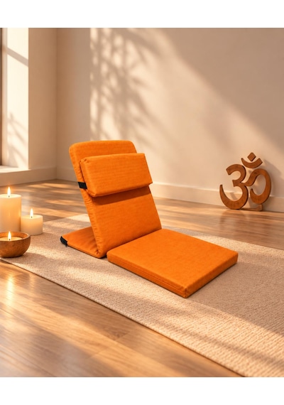 Meditasyon Sandalyesi İlave Yastıklı Backjack Xl Yoga, Nefes, Meditasyon Sandalyesi Duck Kumaş Turuncu