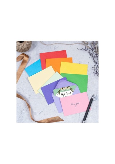 Hobialem 50 Adet, Renkli Zarf, 7x9 Cm, Renkli Mini Zarflar Karışık Renklerde, Kartvizit Zarfı