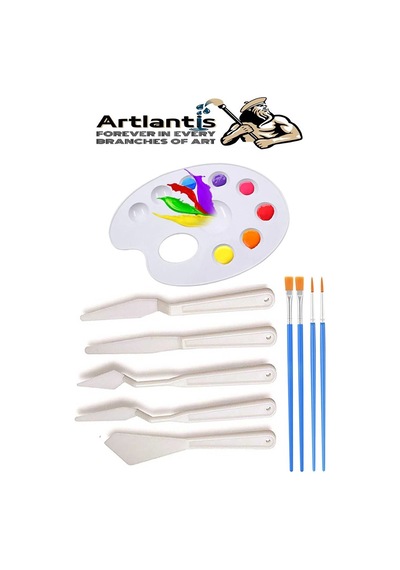 Godeli Plastik Resim Paleti 5 Li Plastik Spatula Resim Fırçası 1 Paket Ressam Paketi Sanatsal Esnek Plastik Palet Bıçağı