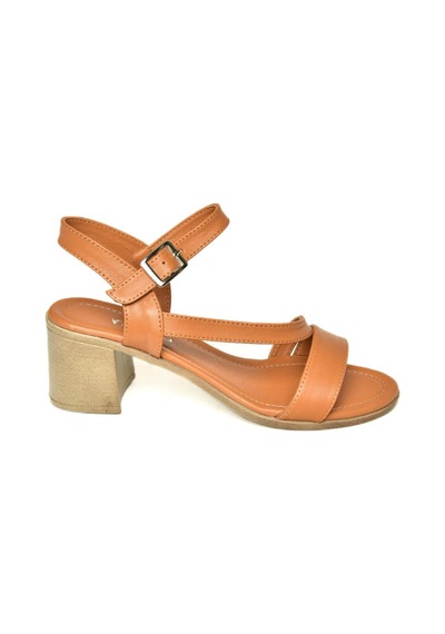 Fox Shoes P555452803 Taba Hakiki Deri Kalın Topuklu Kadın Sandalet Taba-hakiki Deri Taba