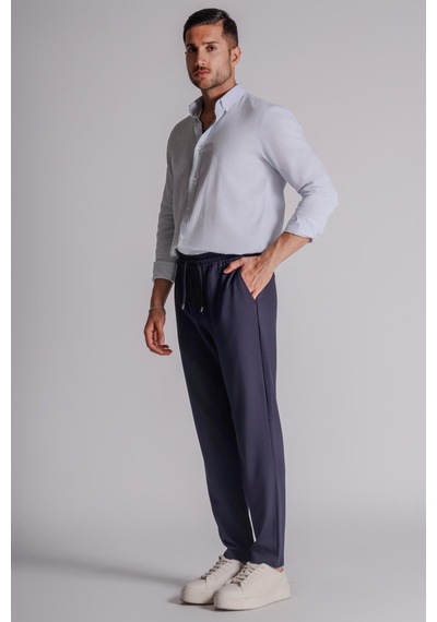 Braccas Erkek Yandan Cepli Beli Lastikli Relaxed Fit Jogger Pantolon Gri Lacivert