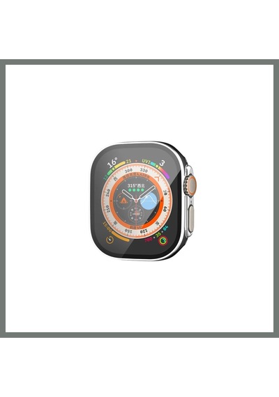 Mmb-trade Watch Ultra 49mm Legend Camlı Kasa Ekran Koruyucu - Siyah-gümüş Mmbz