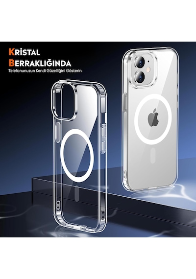 İphone 12/12 Pro Şeffaf Magsafe Uyumlu Kılıf Darbeye Dayanıklı Şeffaf Telefon Kılıfı Kamera Koruyucu İnce Ve Şık Tasarım Seffaf