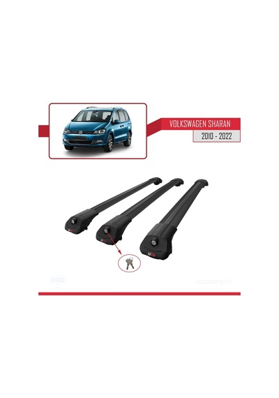 Volkswagen Sharan 2010-2022 Arası İle Uyumlu Ace-1 Ara Atkı Tavan Barı Siyah 3 Adet Bar