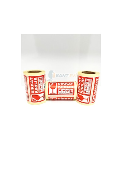 Dikkat Kırılır Etiket 10Cm X 5Cm 250 Adet Uyarı Kırılabilir