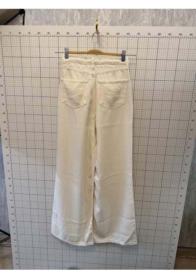 Ymr Moda Ekru Palazzo Geniş Paça Tensel Kadın Jeans 26459