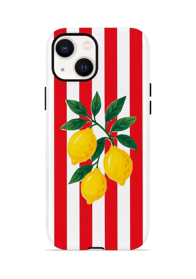 Apple iPhone Uyumlu 14 Vorian Çift Katmanlı Magsafe Kılıf Lemon Parade Red